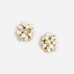 Jcrew, Pearl and crystal cluster stud earrings